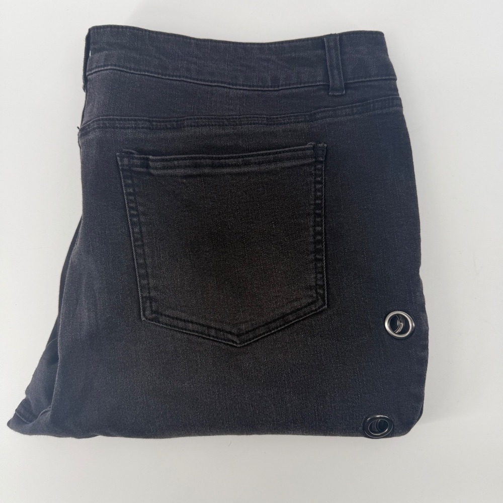 ONE 5 ONE Black Grommet Detail Cropped Jeans Women's Size 20W